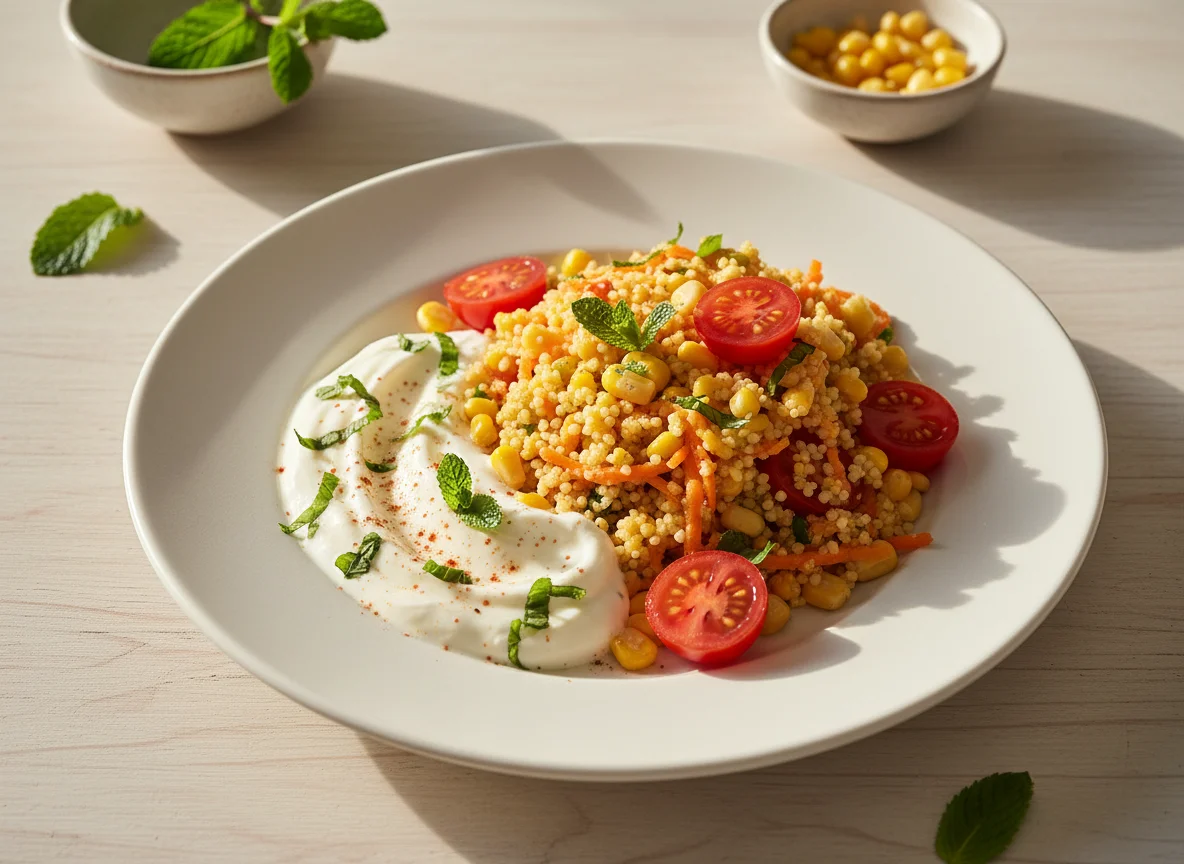 Couscous-Salat mit Joghurt-Dip photo