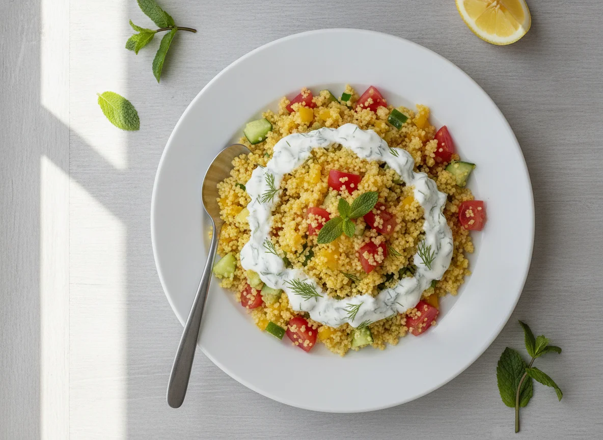 Couscous-Salat mit Joghurt-Dressing photo