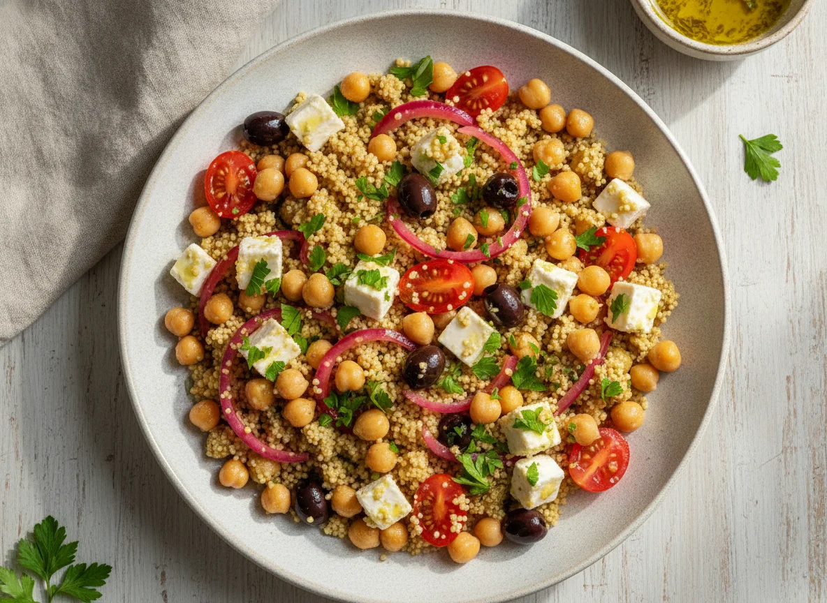 Couscous-Salat mit Kichererbsen und Feta photo