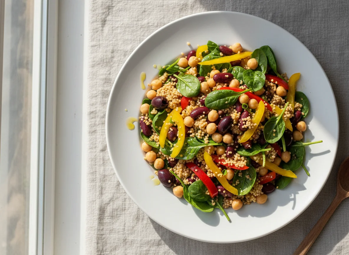 Couscous-Salat mit Kichererbsen und Gemüse photo