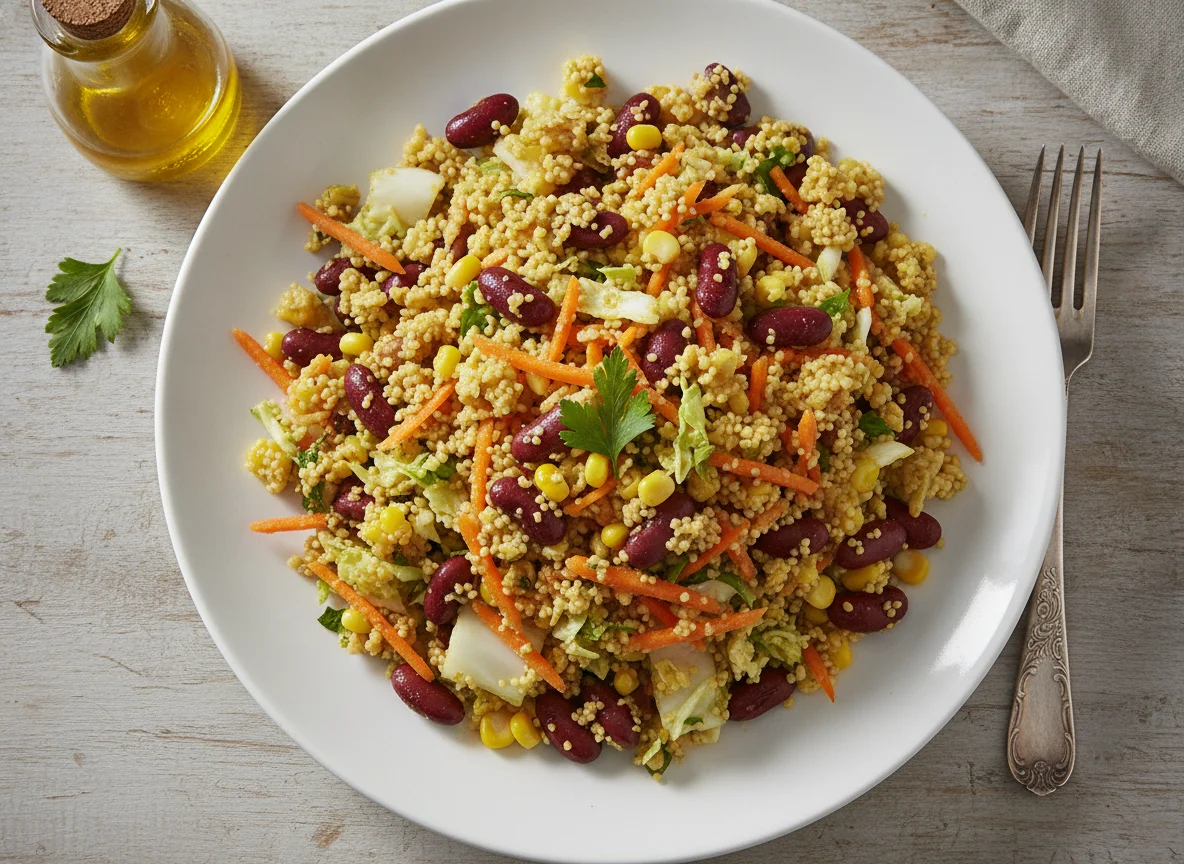 Couscous-Salat mit Kidneybohnen und Gemüse photo