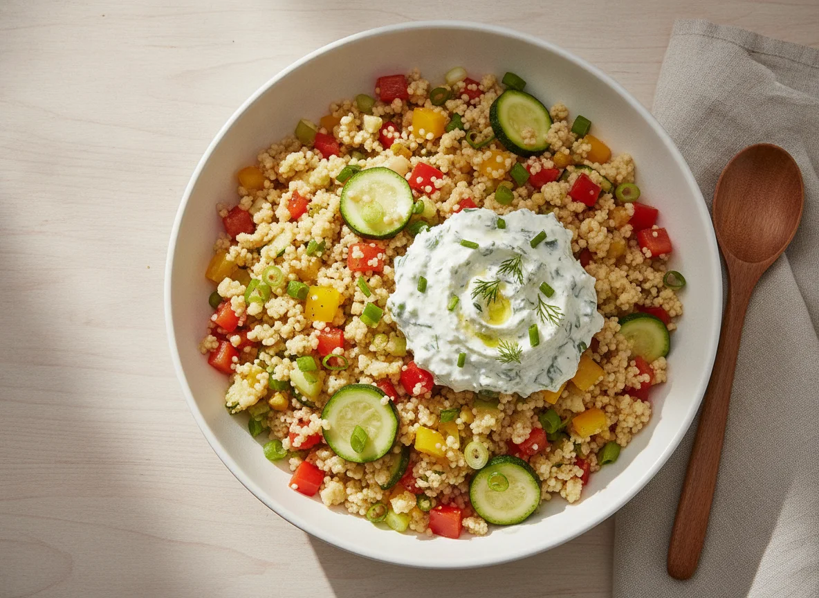 Couscous-Salat mit Kräuterquark photo