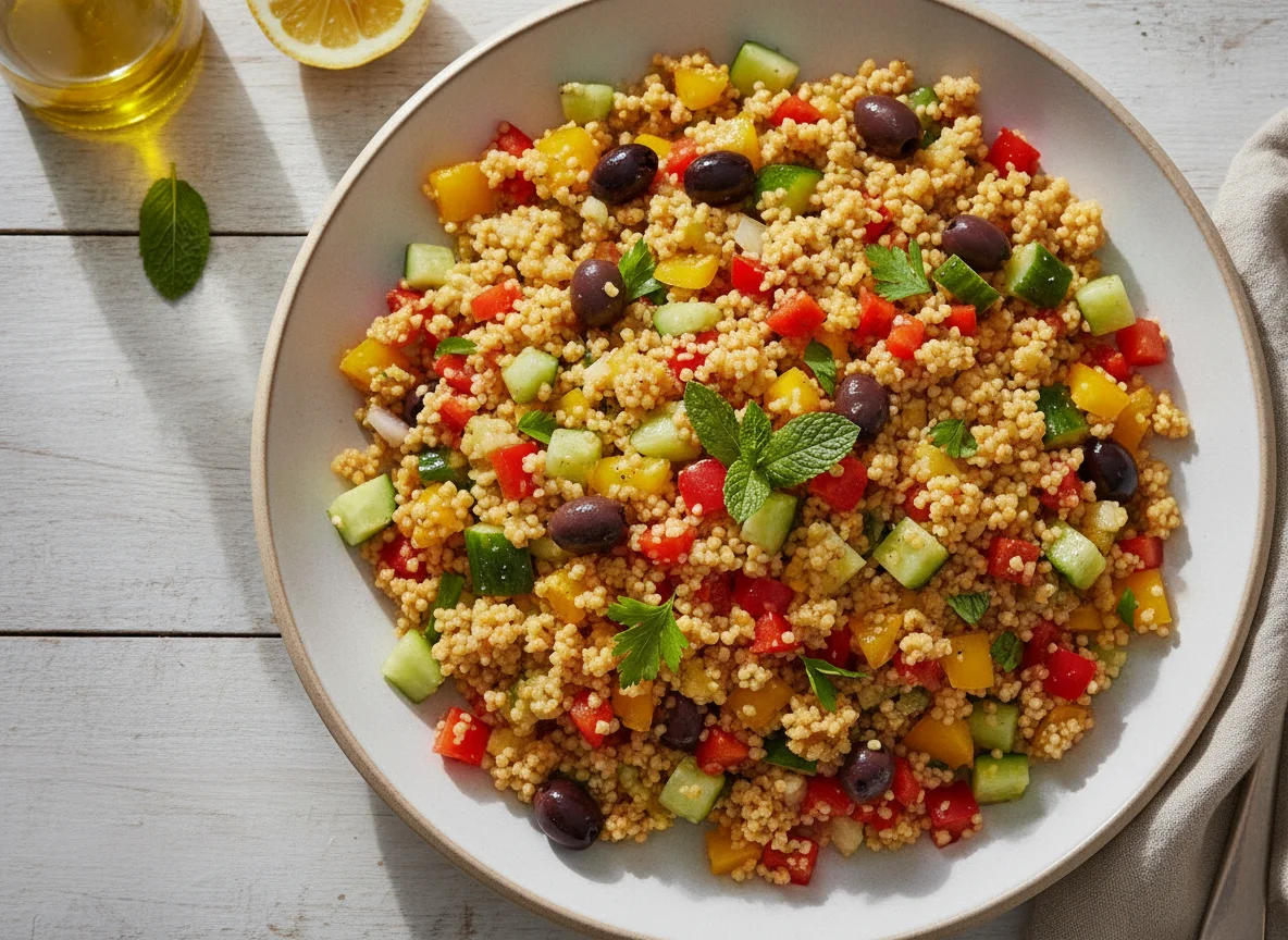 Couscous-Salat mit Paprika und Gurke photo