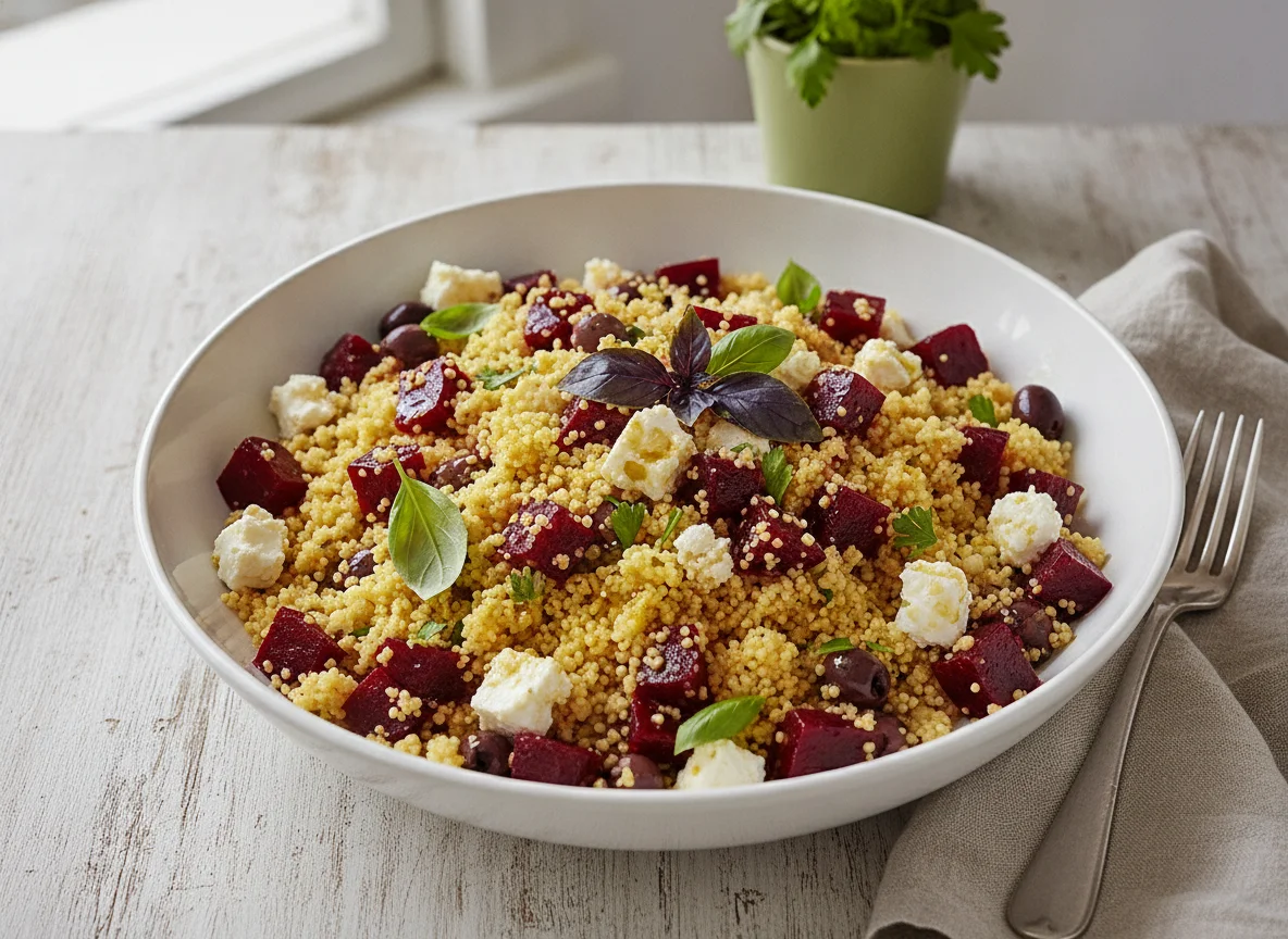 Couscous-Salat mit Roter Bete und Feta photo