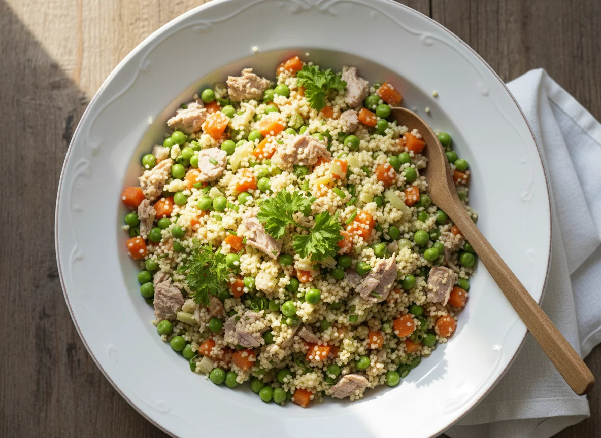 Couscous-Salat mit Thunfisch und Gemüse photo