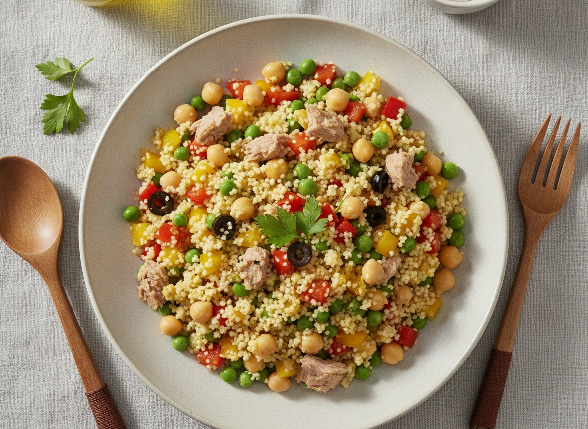 Couscous-Salat mit Thunfisch und Kichererbsen photo