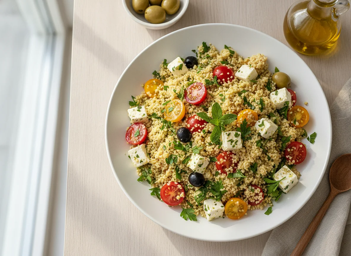 Couscous-Salat mit Tomaten und Feta photo