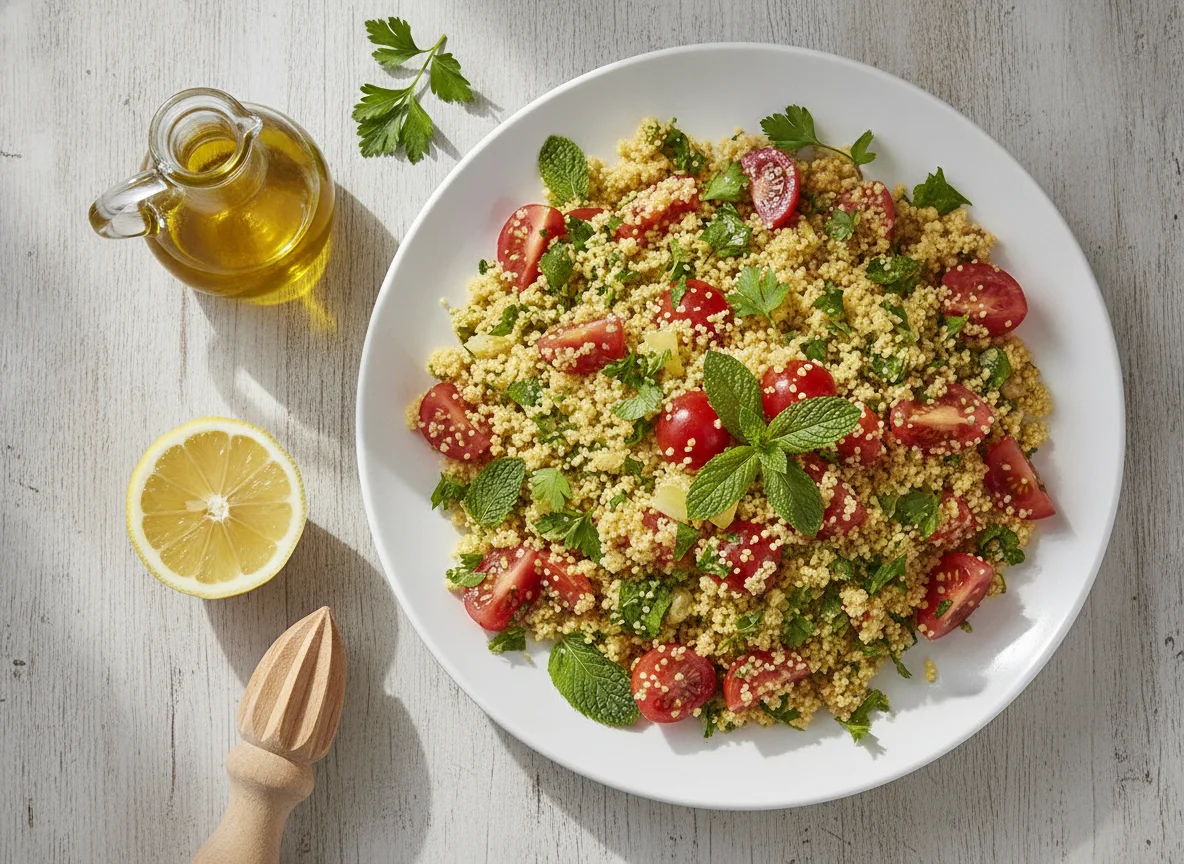 Couscous-Salat mit Tomaten und Kräutern photo