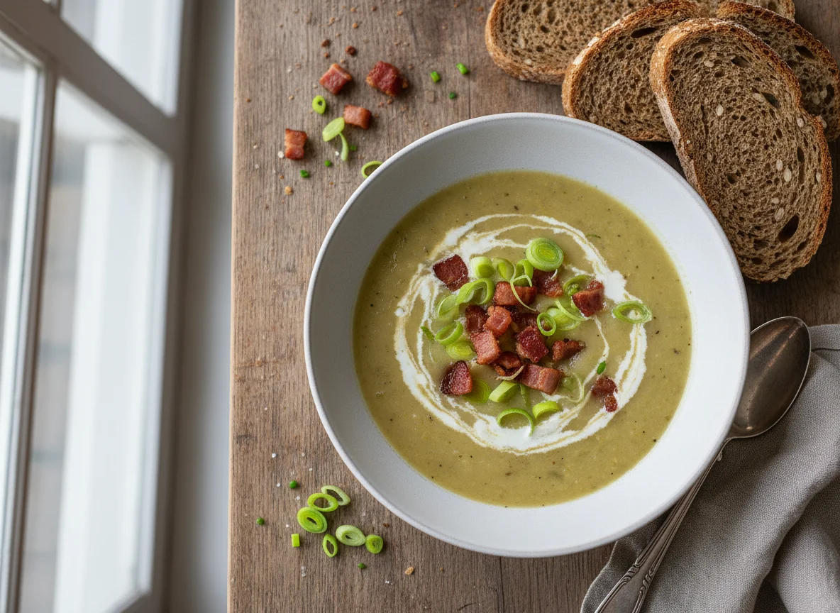 Cremige Suppe mit Brot photo