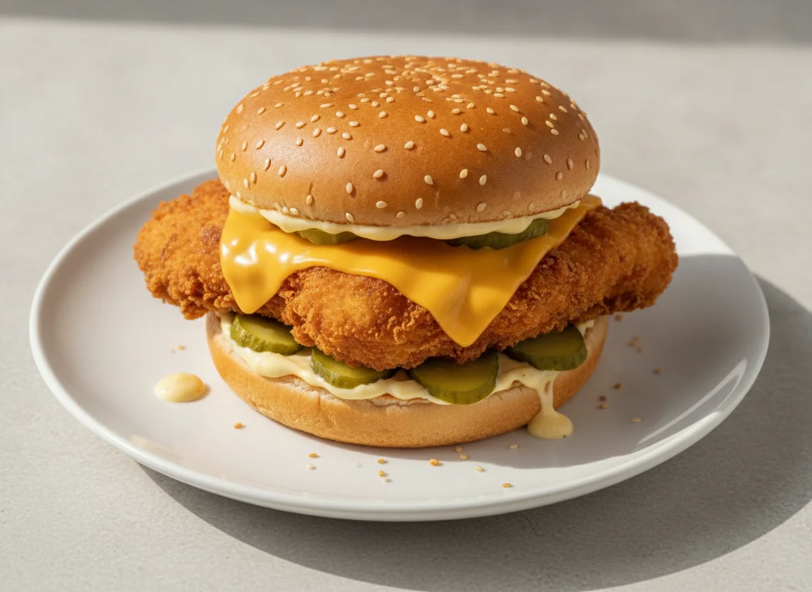 Crispy Chicken Burger mit Käse photo