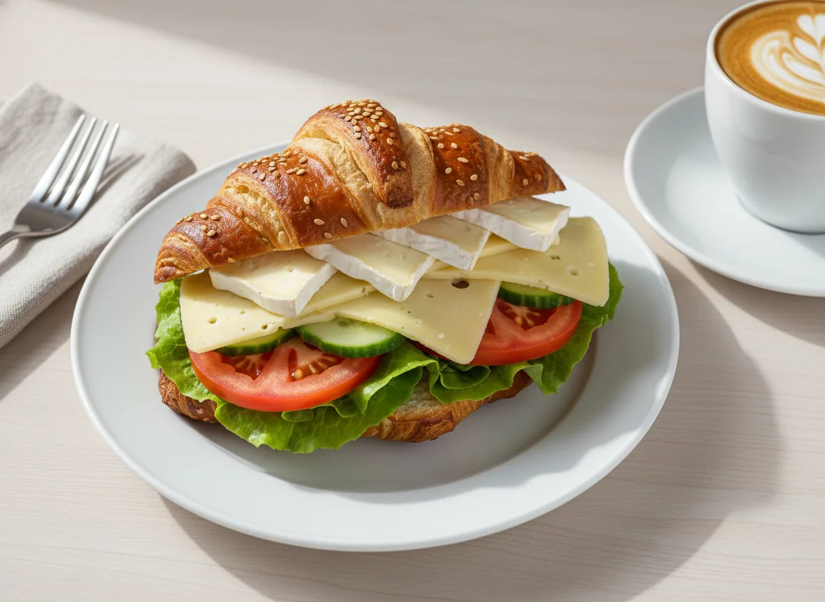 Croissant Sandwich und Cappuccino photo
