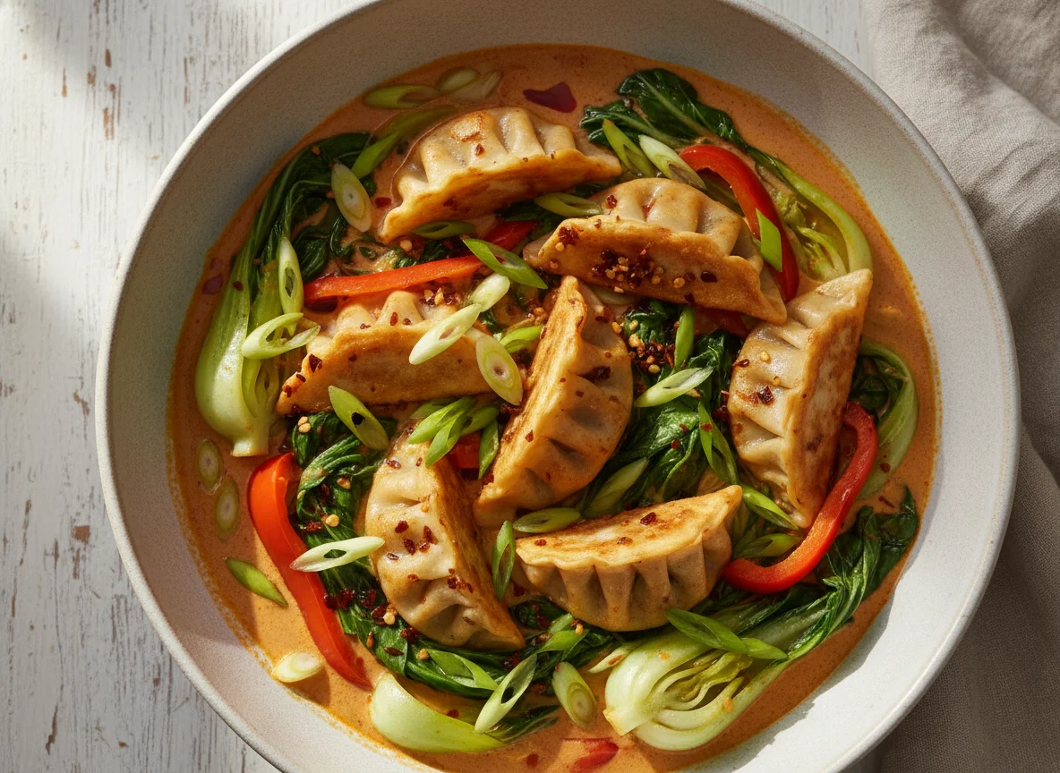 Curry mit Dumplings und Gemüse photo
