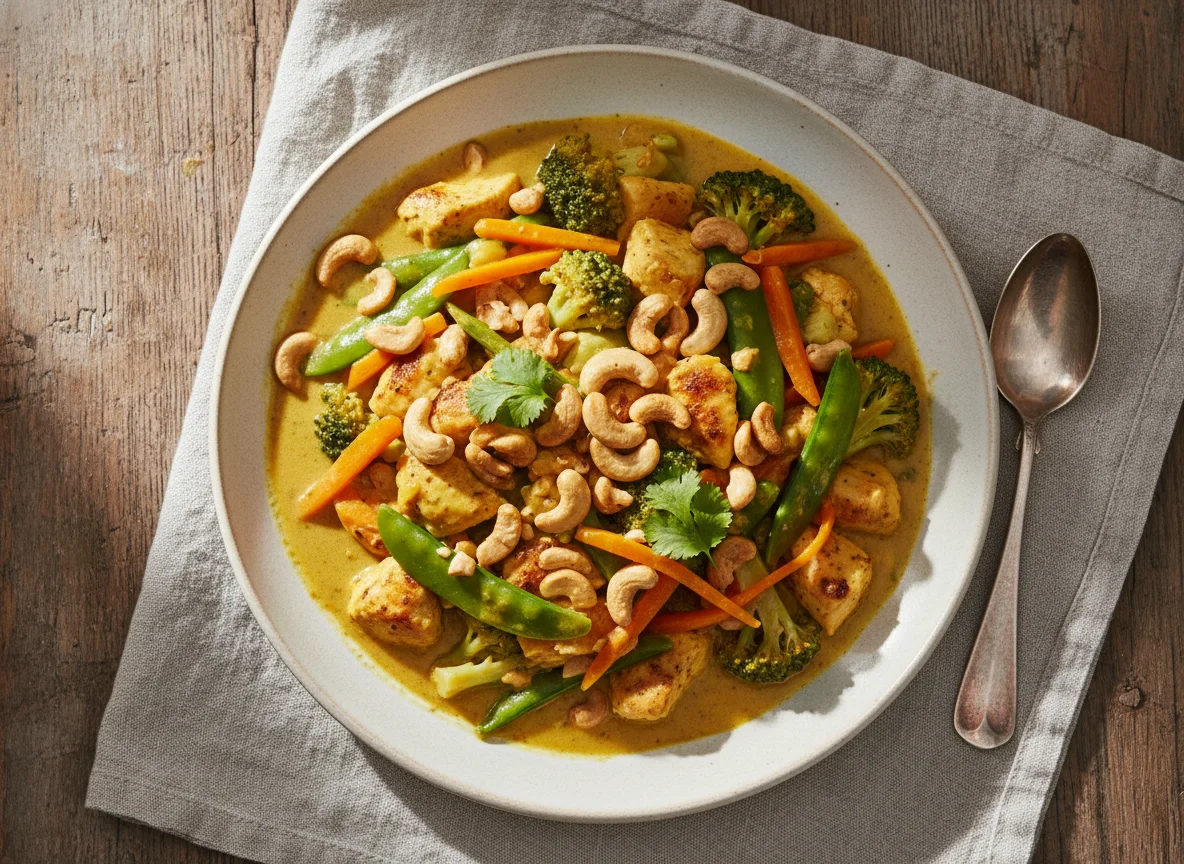 Curry mit Gemüse und Cashewkernen photo