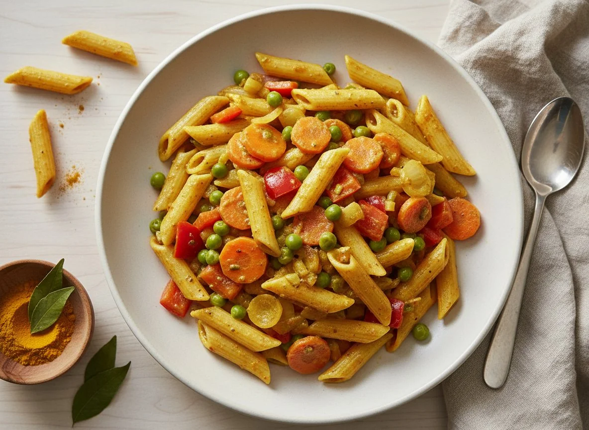 Currypasta mit Gemüse photo