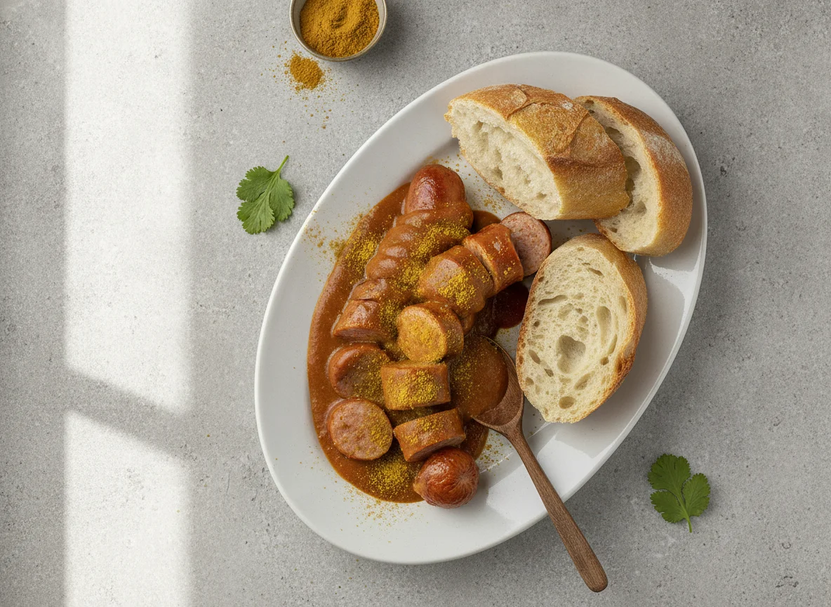 Currywurst mit Baguette photo