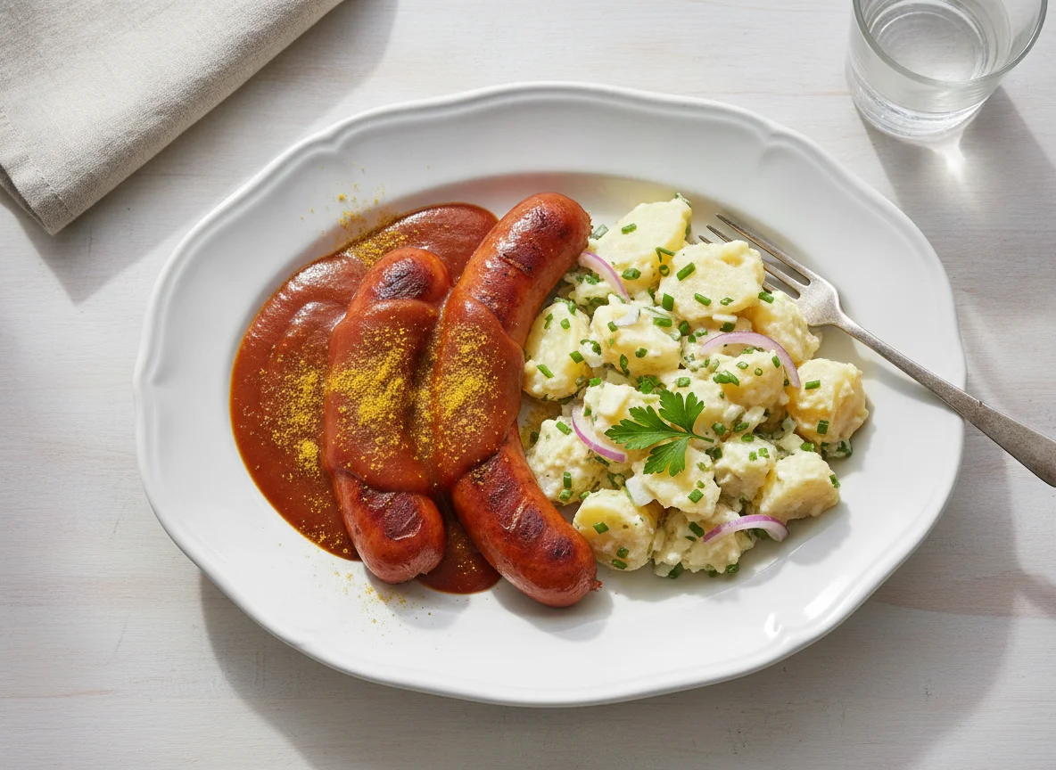 Currywurst mit Kartoffelsalat photo