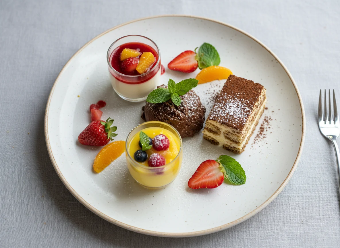 Dessertplatte mit verschiedenen Süßspeisen photo