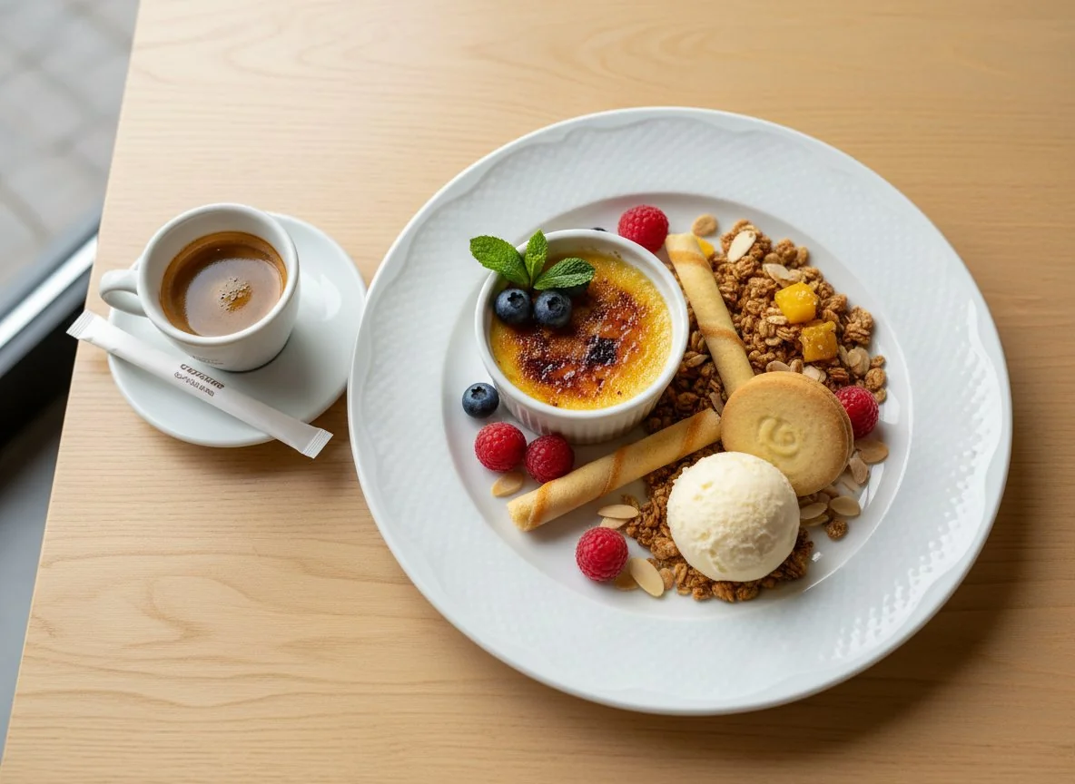 Dessertteller mit Kaffee photo