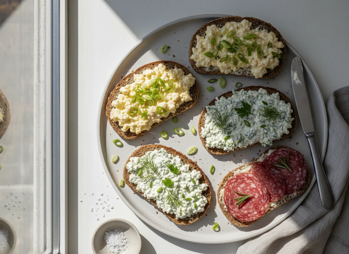 Deutsche Brote mit verschiedenen Belägen photo