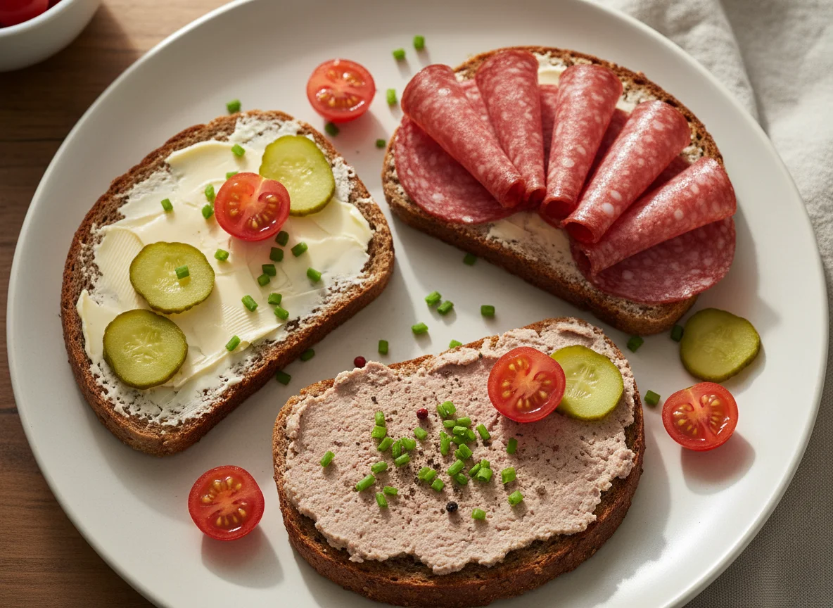Deutsche Brote mit Wurst und Leberwurst photo