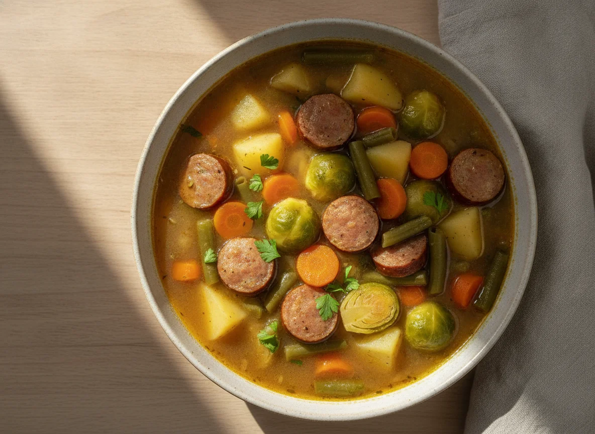 Deutscher Eintopf mit Wurst photo