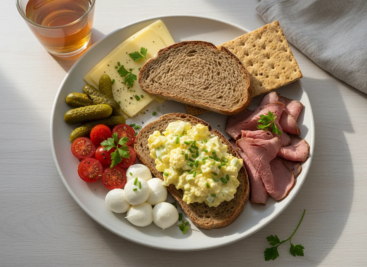 Deutsches Abendessen mit Brot und Aufschnitt photo