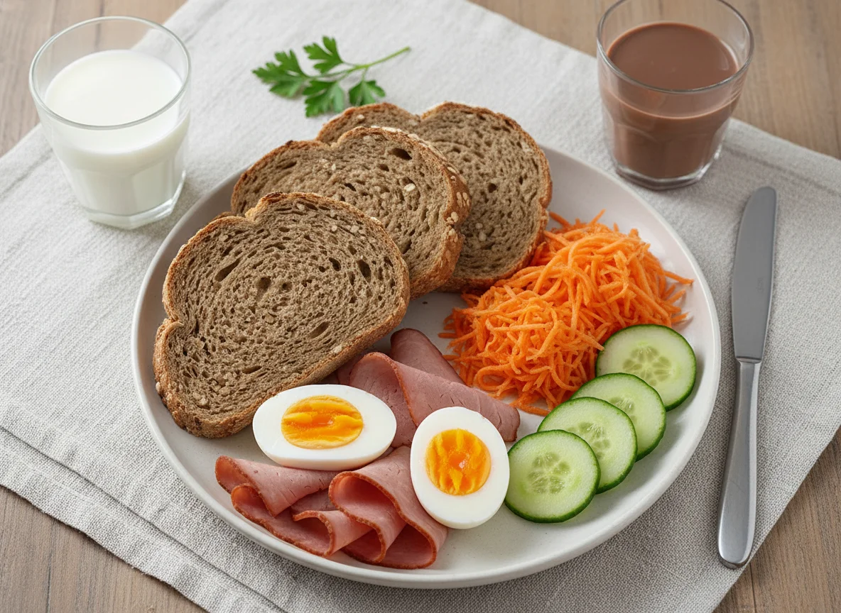 Deutsches Frühstück mit Aufschnitt und Ei photo