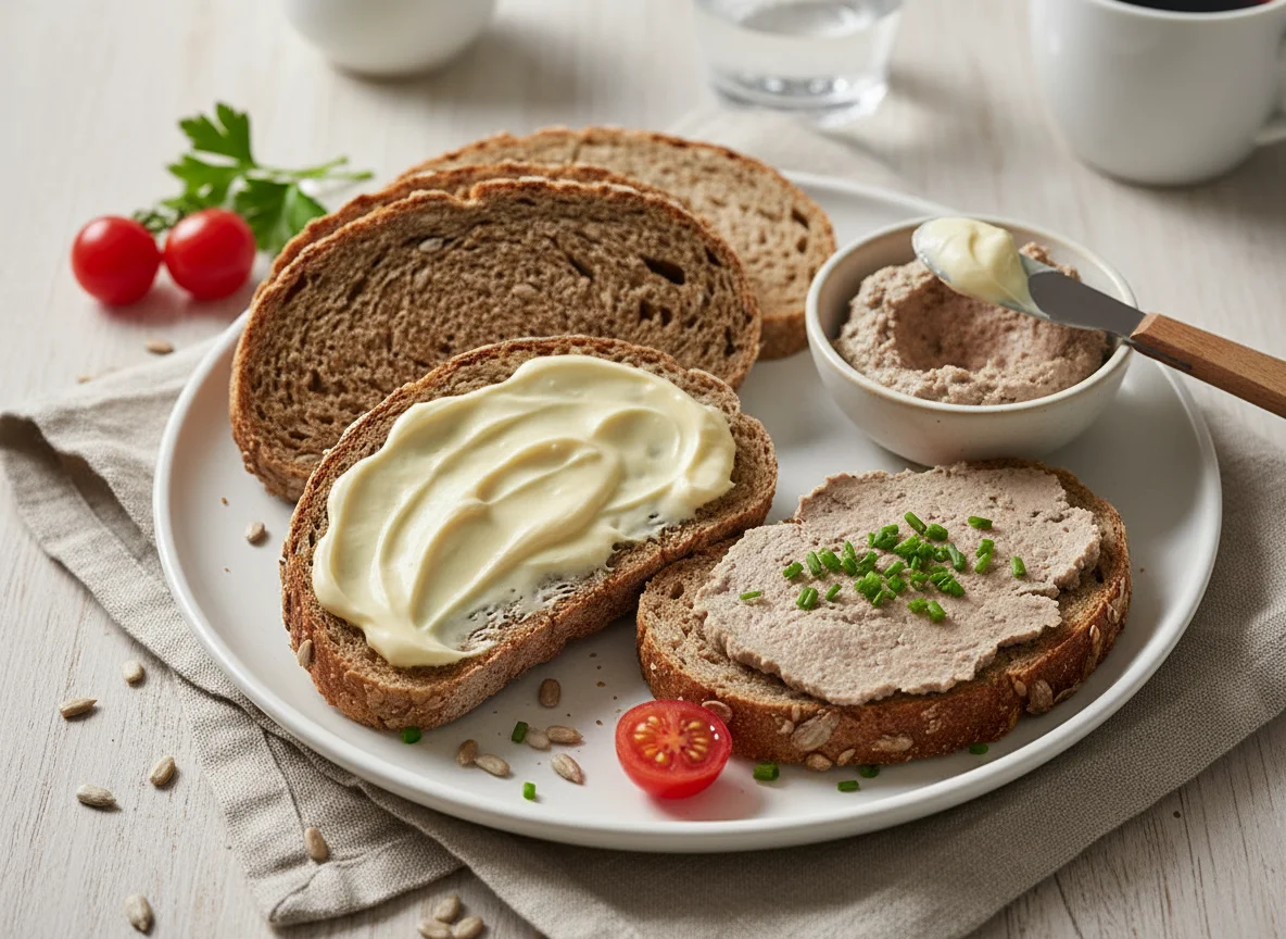 Deutsches Frühstück mit Brot und Aufstrich photo