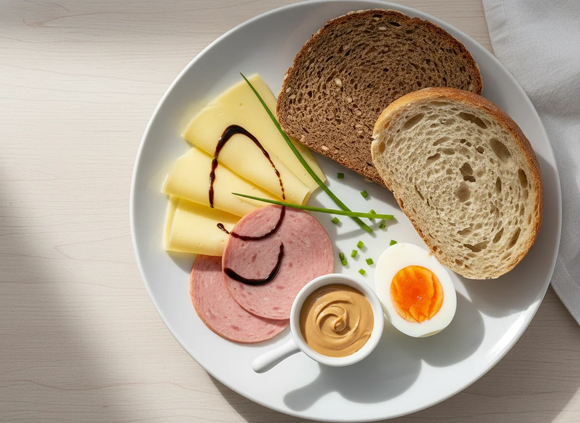 Deutsches Frühstück mit Brötchen und Brot photo