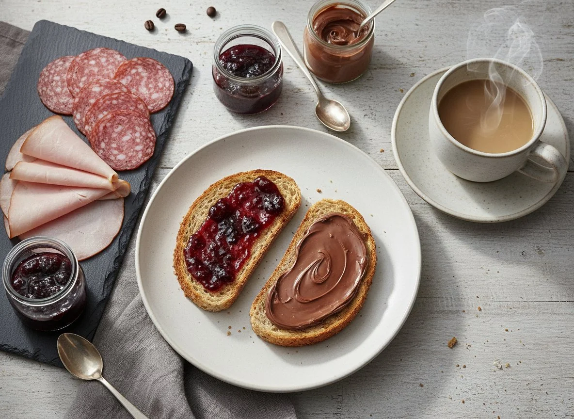 Deutsches Frühstück mit Toast und Aufschnitt photo