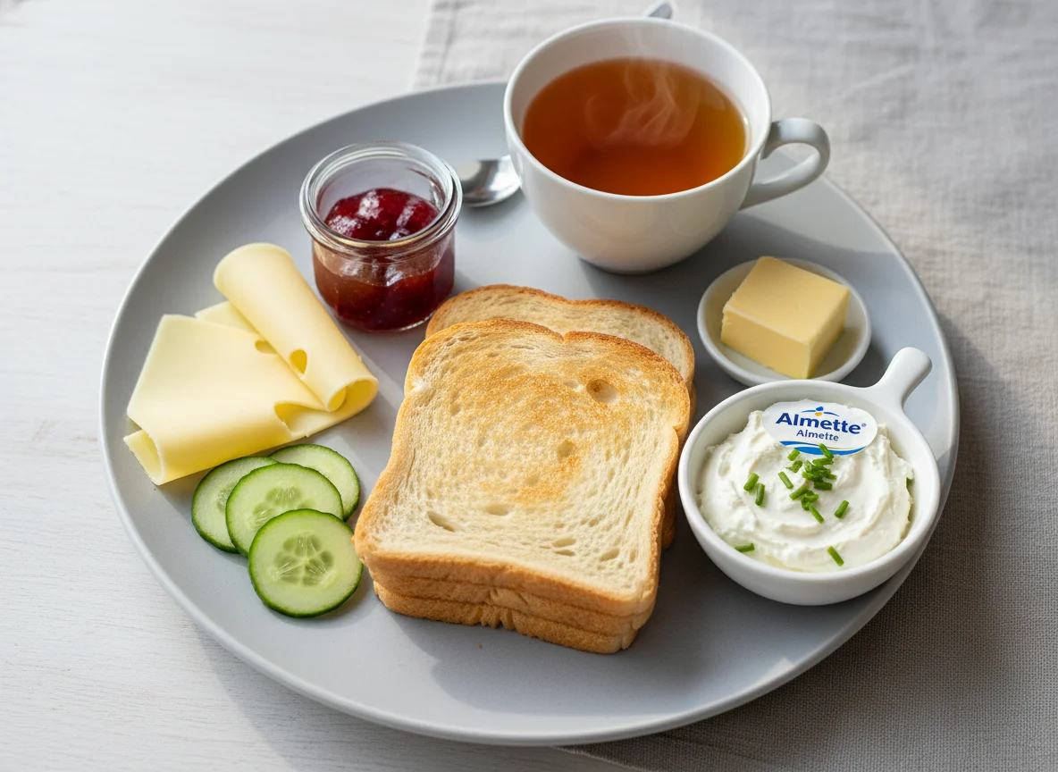 Deutsches Frühstück mit Toast und Aufstrichen photo
