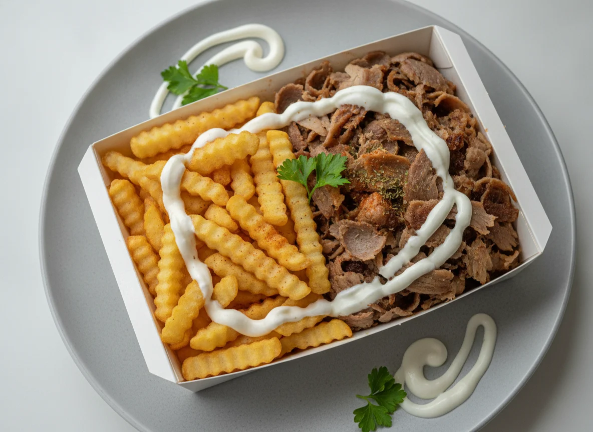 Döner Box mit Pommes und Knoblauchsauce photo