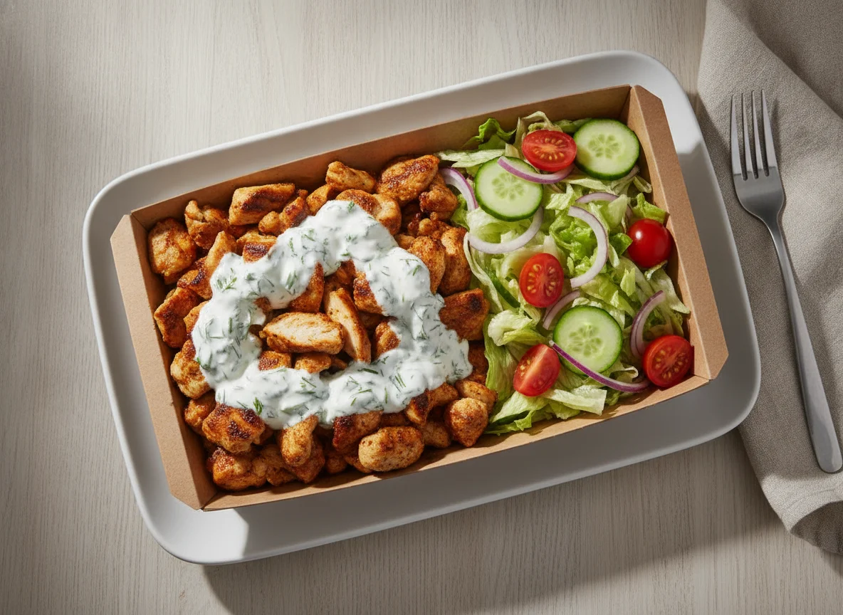 Döner Box mit Salat und Joghurtsauce photo