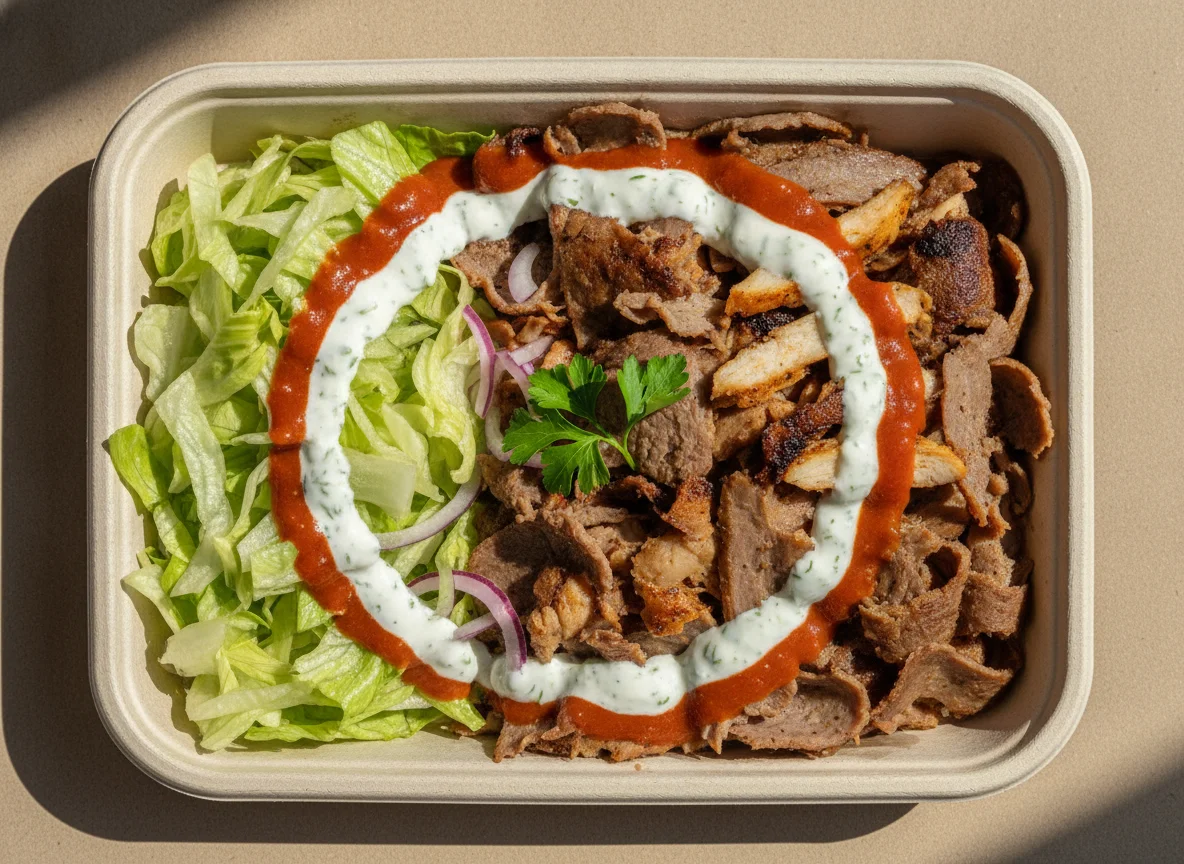 Döner Box mit Salat und Sauce photo