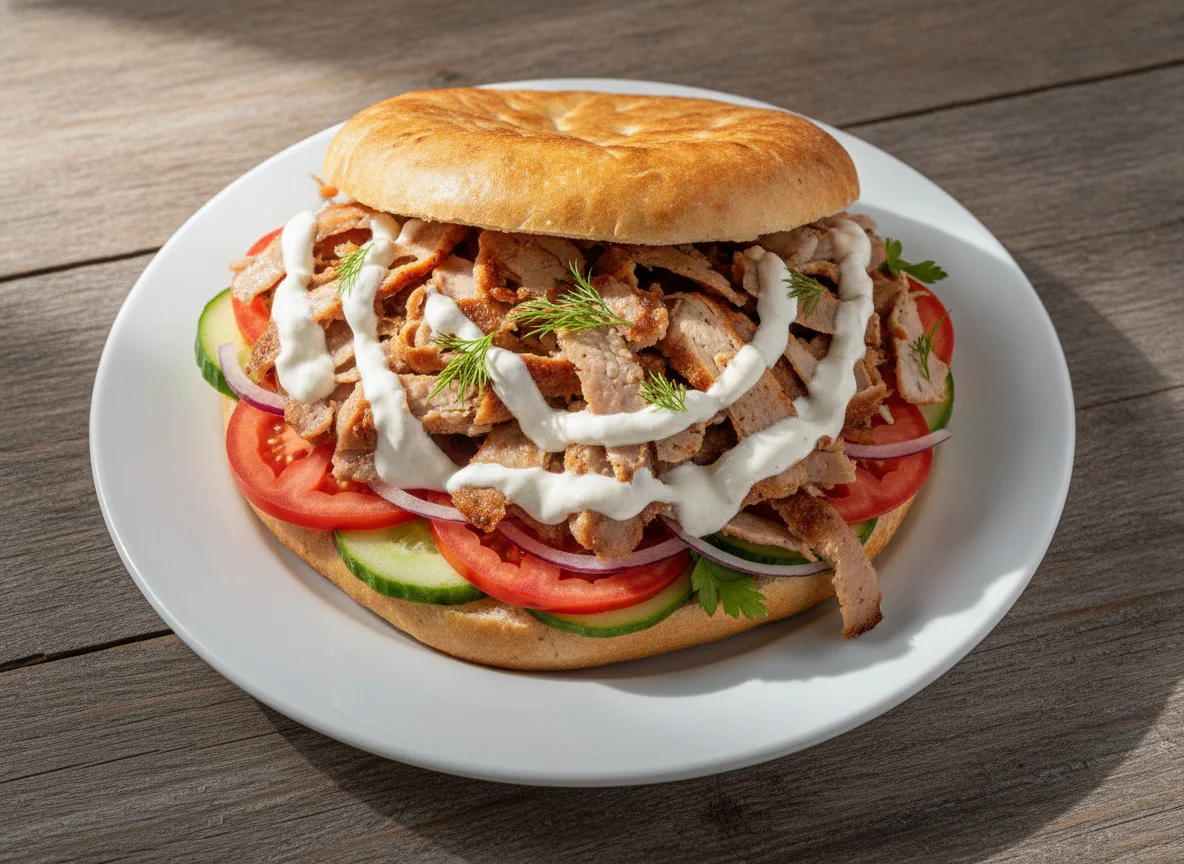 Döner Kebab auf Fladenbrot photo