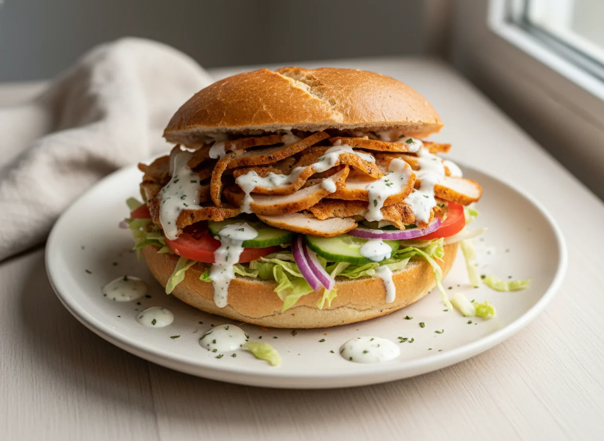 Döner Kebab im Brötchen photo