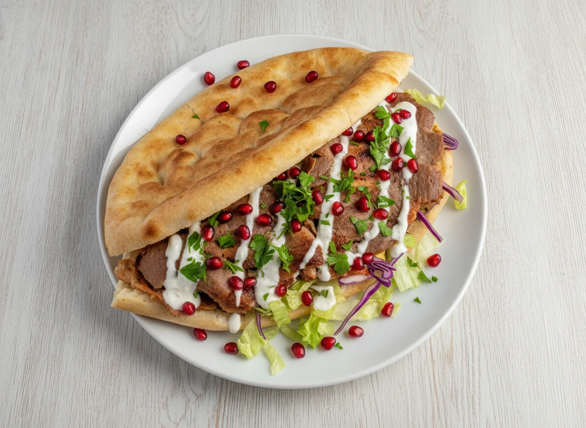 Döner Kebab mit Granatapfelkernen photo