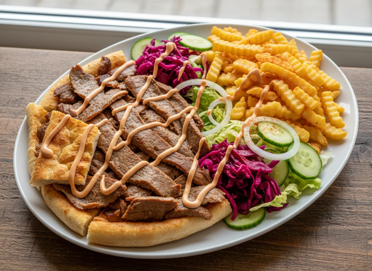 Döner Kebab mit Kalbfleisch und Pommes photo