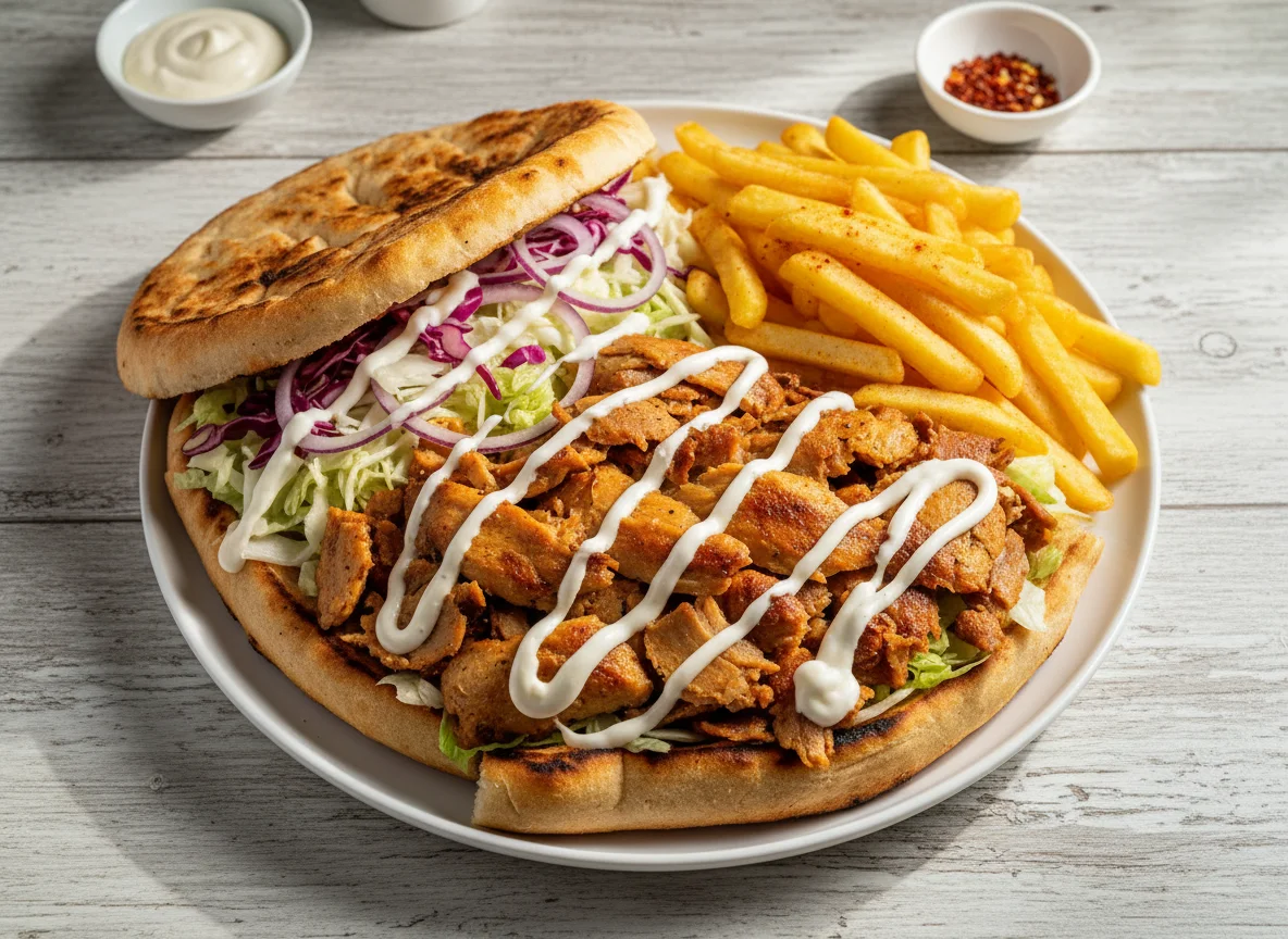 Döner Kebab mit Pommes photo