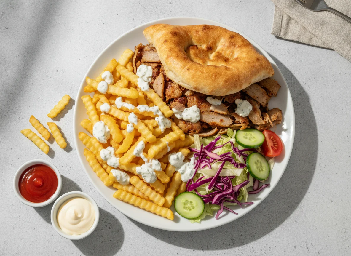 Döner Kebab mit Pommes frites photo