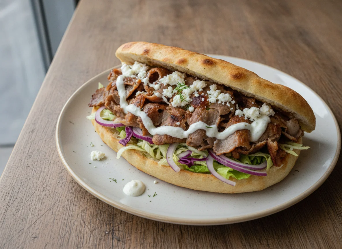 Döner Kebab mit Weichkäse photo