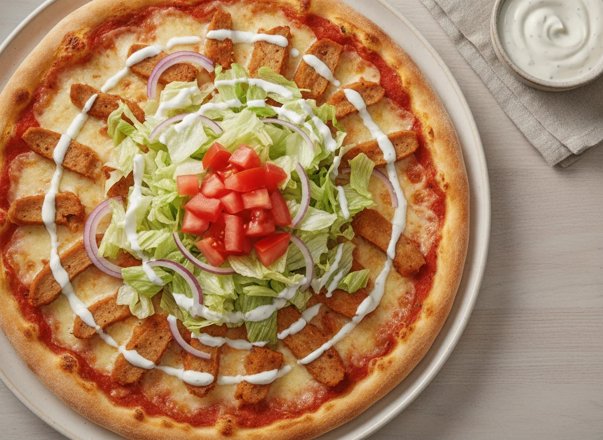 Döner Pizza mit Salat photo