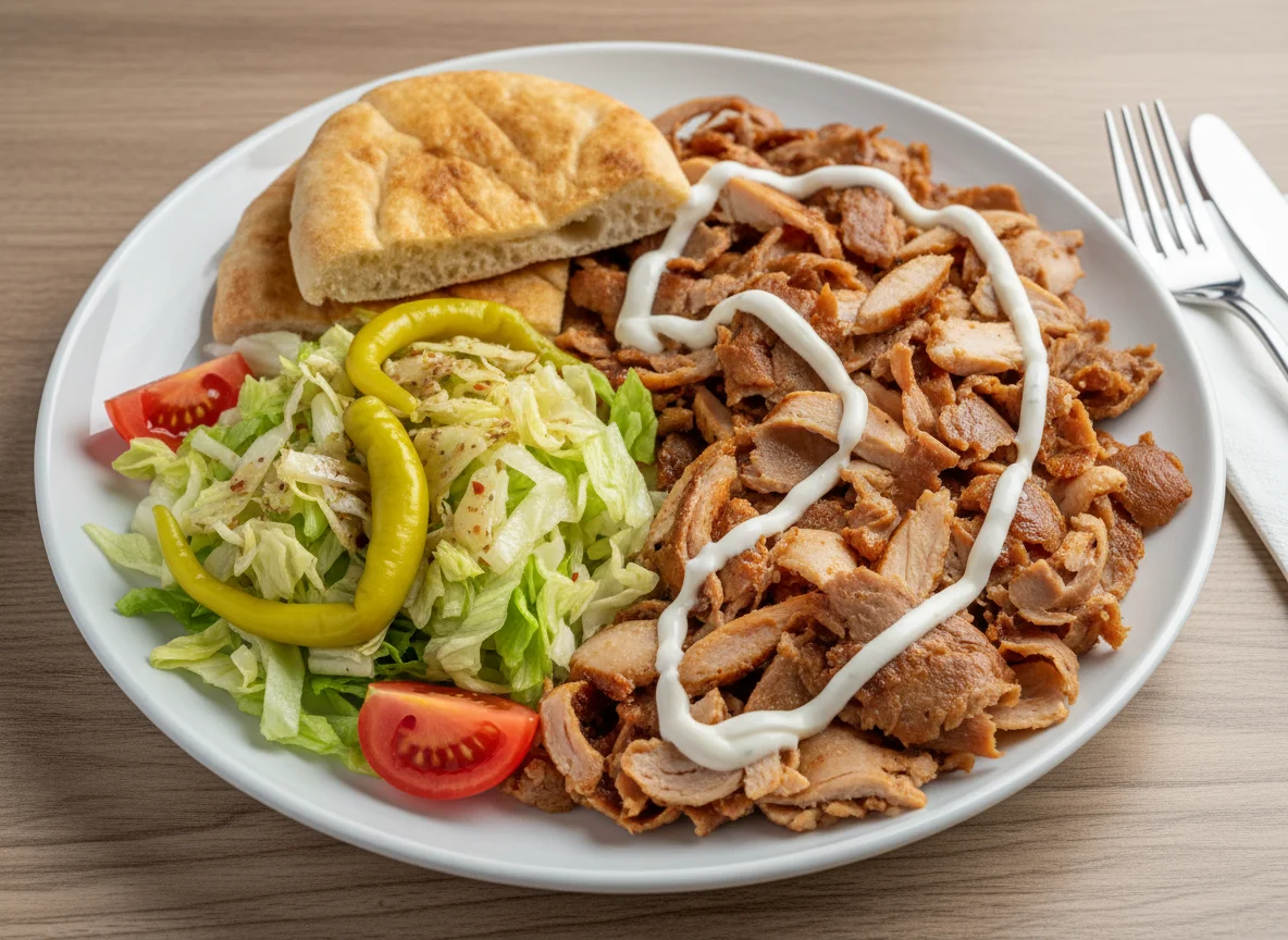 Döner Teller mit Brot und Salat photo