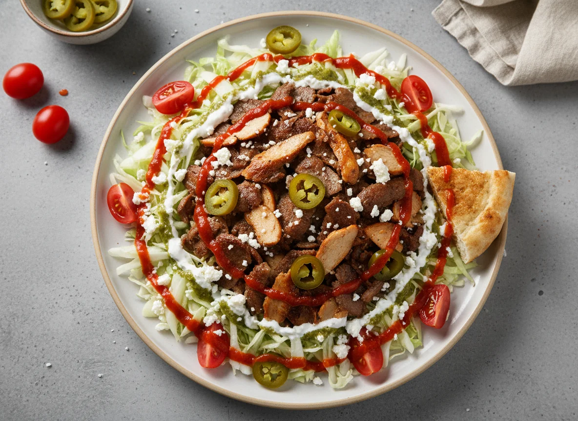 Döner Teller mit Käse und Jalapeños photo