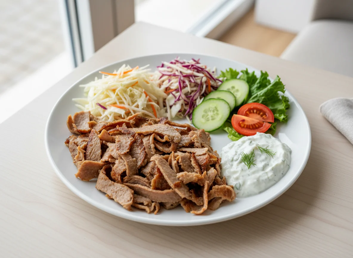 Döner Teller mit Krautsalat und Tzatziki photo
