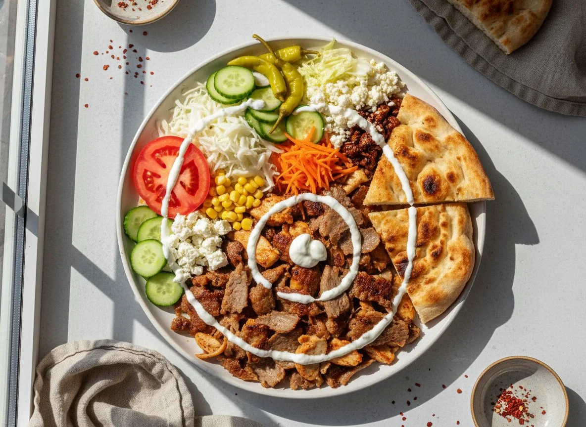 Döner Teller mit Salat und Brot photo