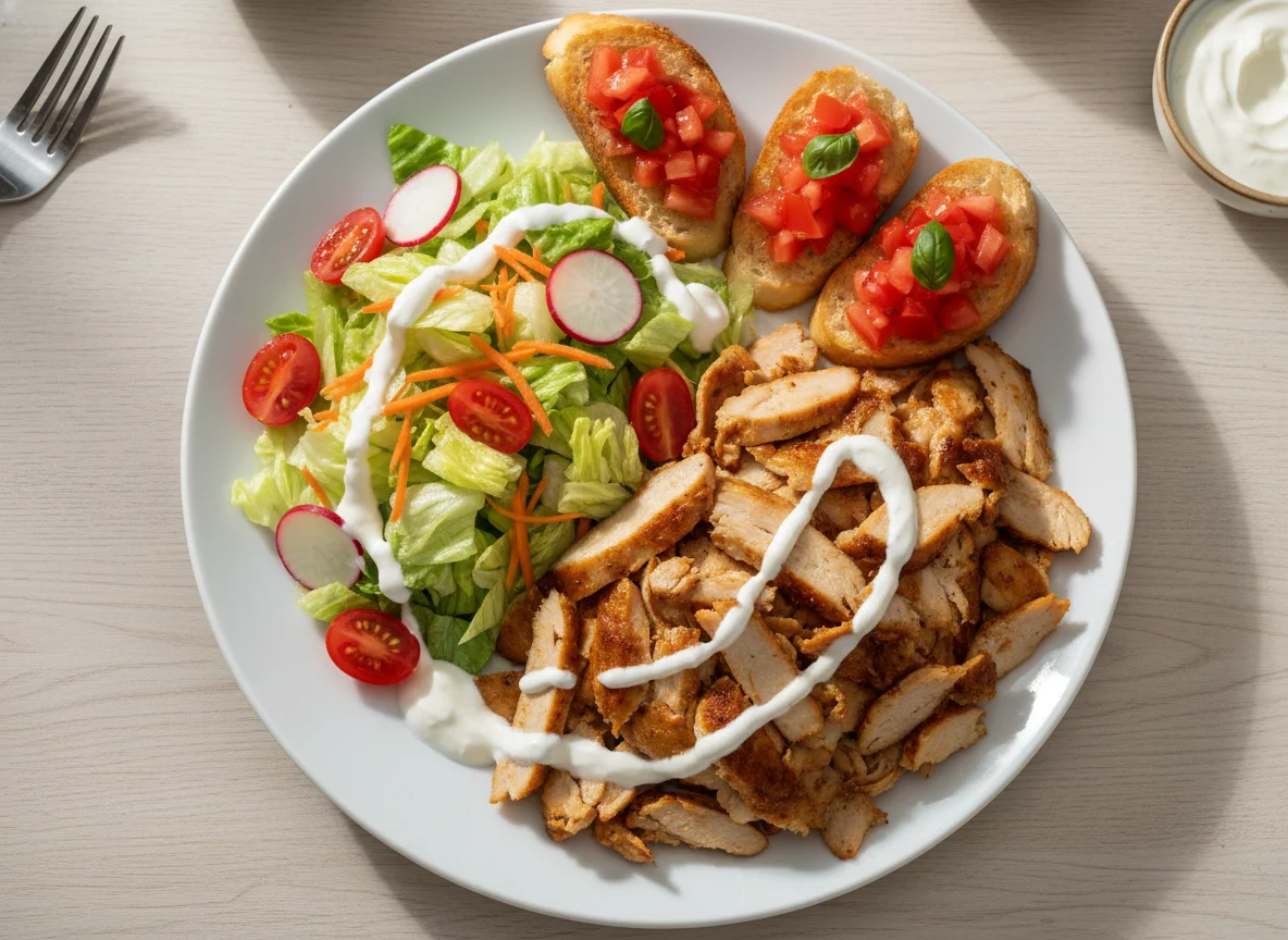 Döner Teller mit Salat und Bruschetta photo