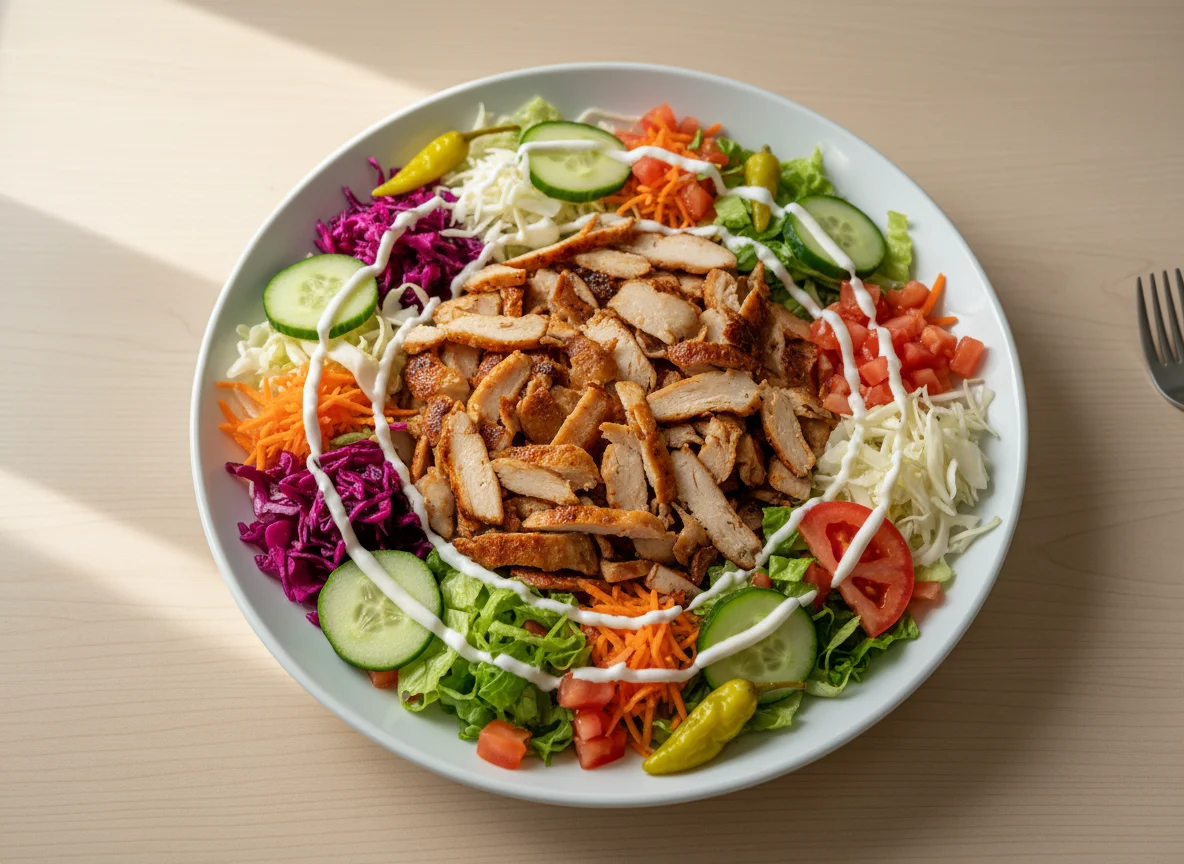 Döner Teller mit Salat und Soße photo