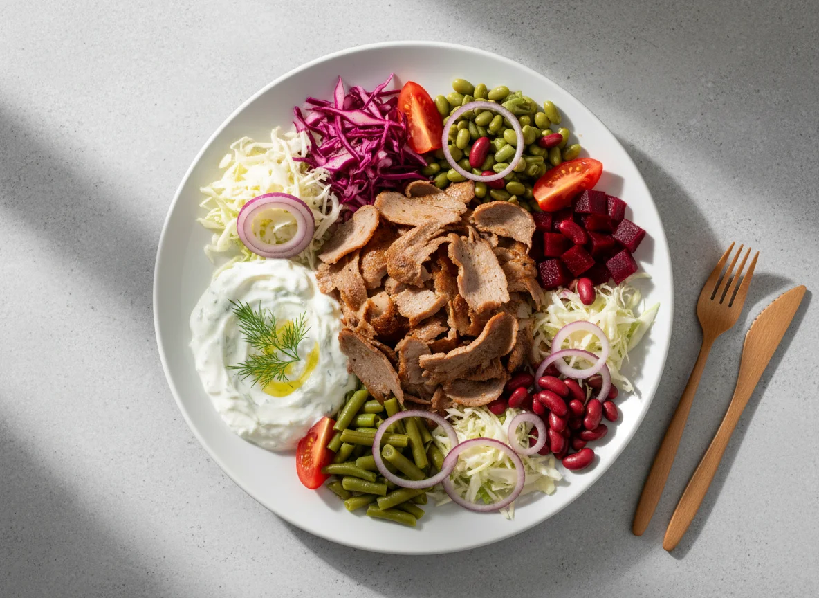 Döner Teller mit Salat und Tzatziki photo