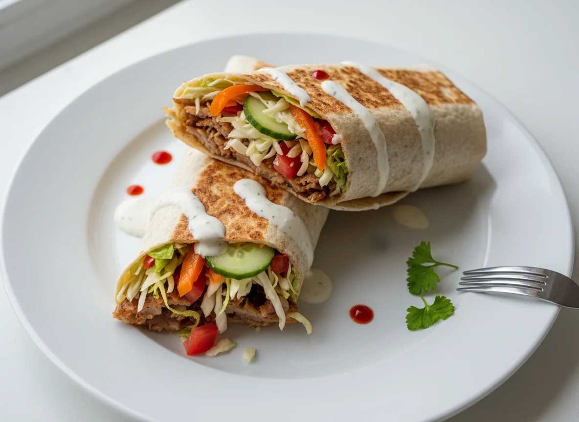 Döner Wrap mit Salat und Sauce photo